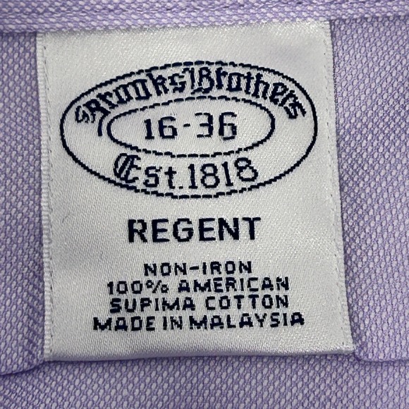 Brooks Brothers Regent Non Iron Supima Cotton Dress Shirt Men 16 36 Lavender NEW - Picture 3 of 11